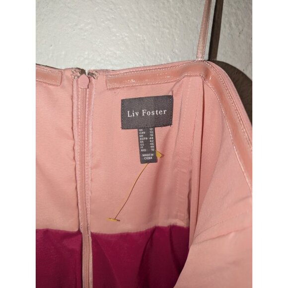 Liv‎ Foster Women's 12 Pink Magenta Strapless Ruched Bubble Hem Dress - Picture 13 of 14